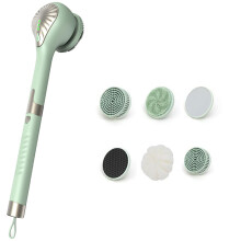 Electric Body Brush 6 in 1 Back Scrubber for Shower IPX7 Waterproof USB Rechargeable Green