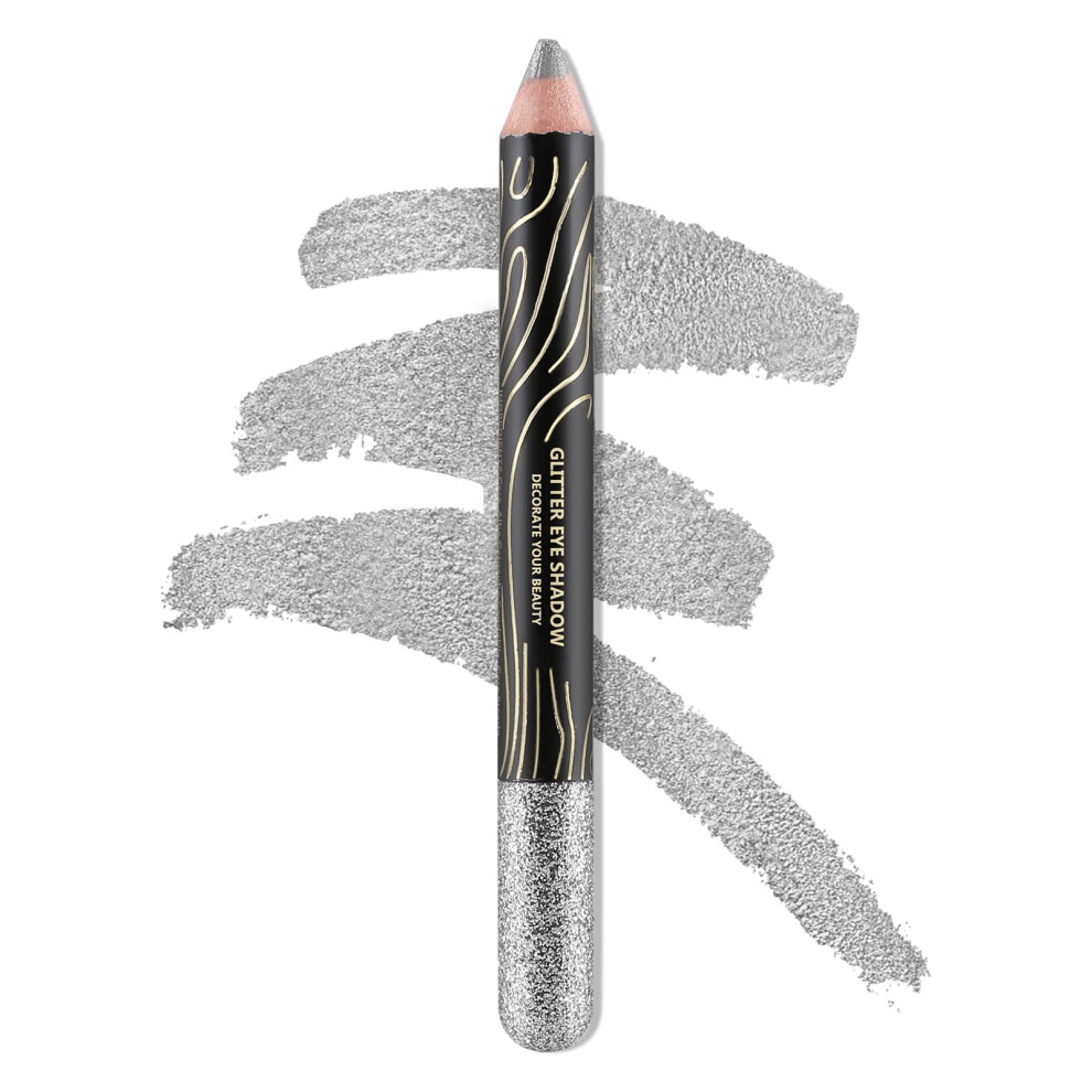 Glitter Eyeshadow Stick with Metallic Shimmer Finish, Long Lasting 3in1  Pigmented Eye Pencil