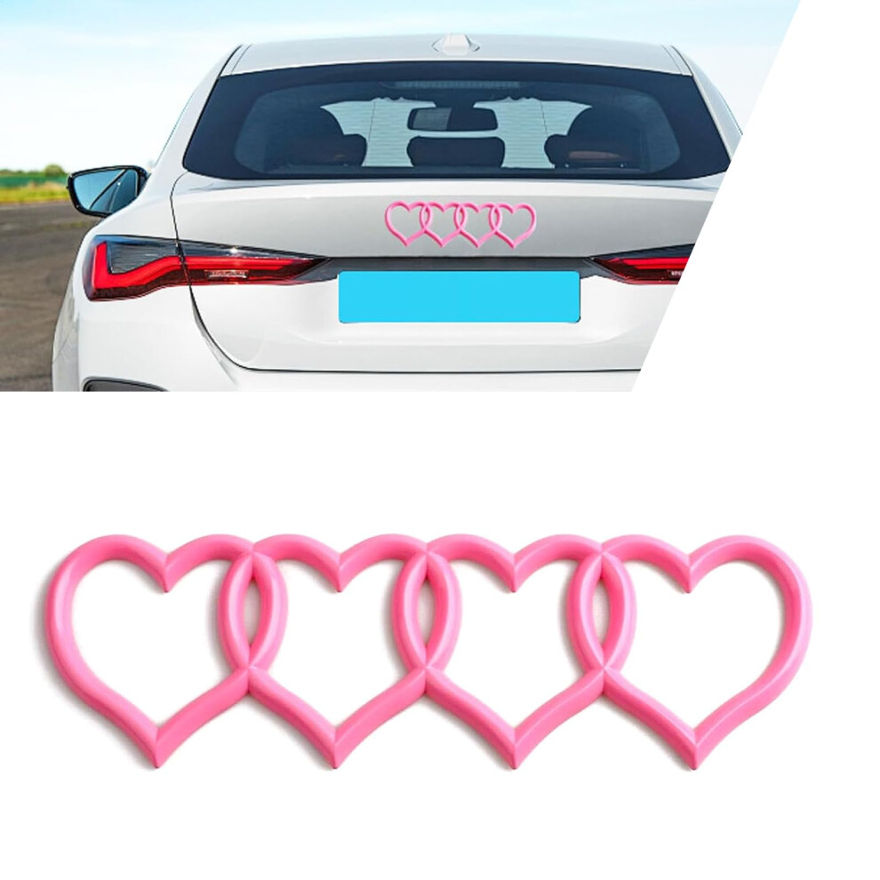 Heart Shape Car Trunk Emblem Abs 3D Badge Sticker Universal Fit Scratch Cover Upgrade Pink 9455672049184