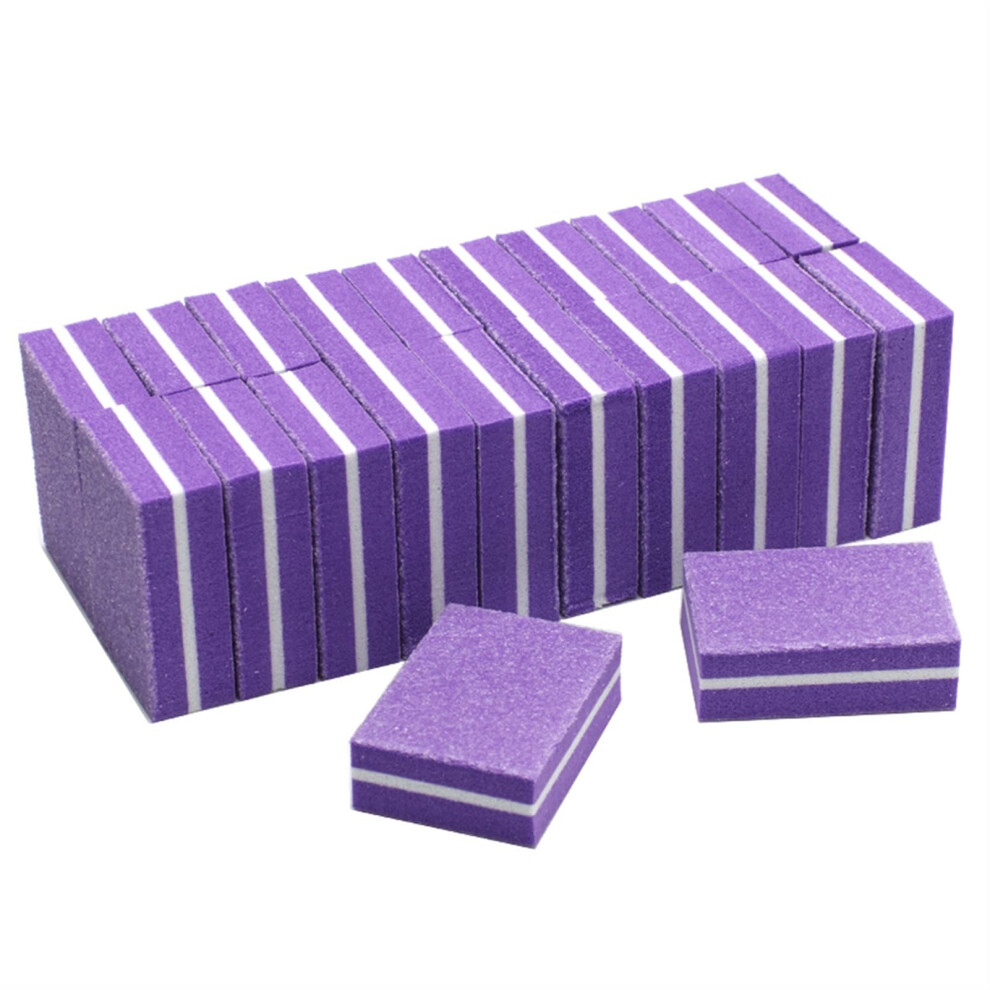 Purple 200Pcs Nail Buffer Block 100/180 Grit Mini Nail File For Manicure And Salon Use