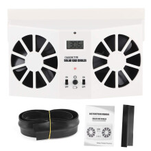 Solar Powered Car Window Ventilation Fan with Dual Motors and Temperature Display for Heat Reduction