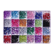 Nail Art Rhinestones Flatback Resin Gems 24 Grids Colorful 2mm 3mm Craft and Makeup Decorations