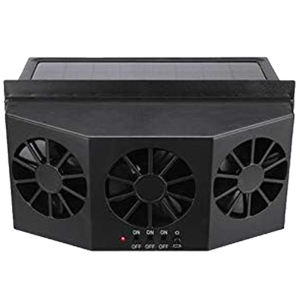 Solar Powered Car Ventilation Fan With Multifan Cooling And Odor Removal For All Vehicles Black 9455672049375
