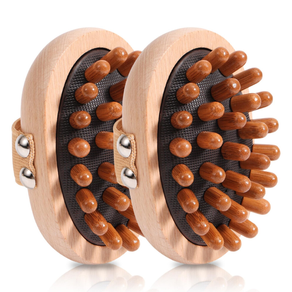 2pcs Wooden Scalp and Body Massager Brush Set for Meridian Therapy and Muscle Pain Relief