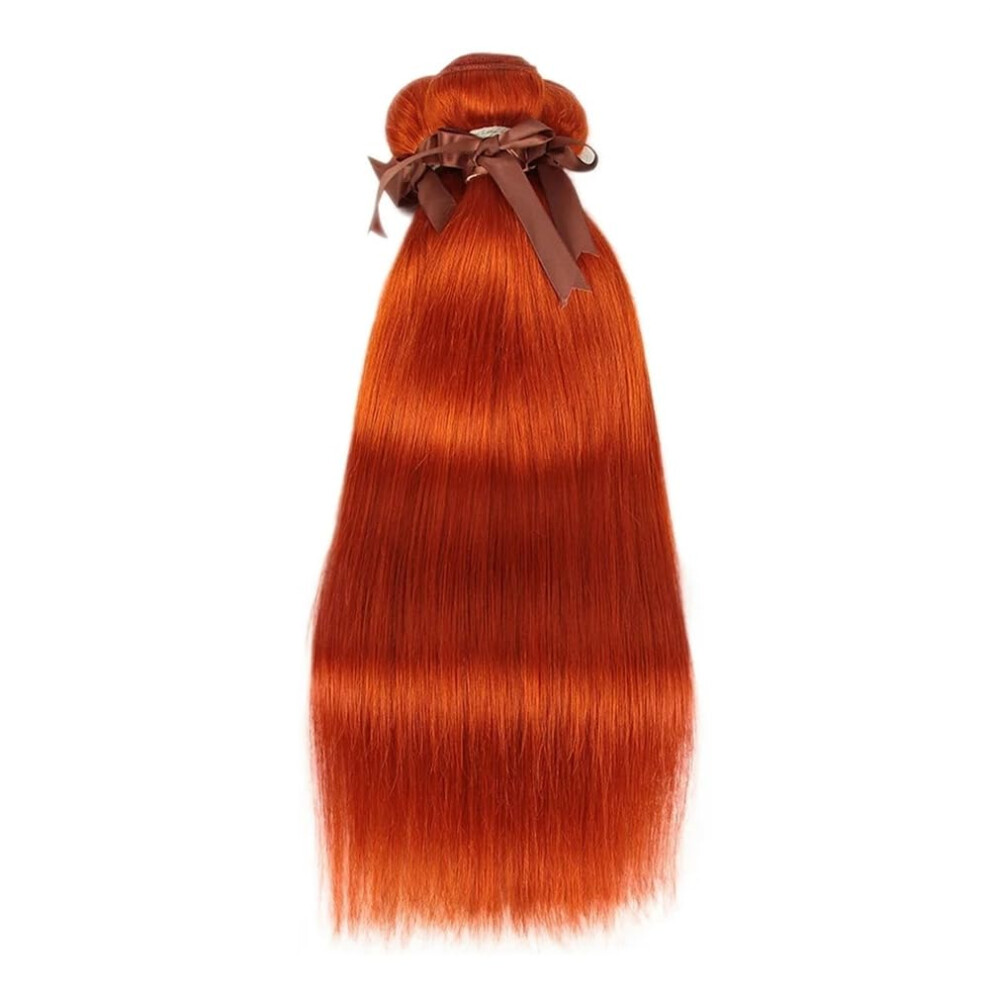 Unisex Orange Brazilian Virgin Hair Bundle 8 Inch Straight Remy Human Hair Weave Extension