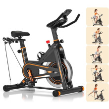 5 IN 1 Exercise Bike for Home Use with LCD Display & Tablet Holder, Silent 0-100% Level Resistance Indoor Cycling Bike, Professional Stationary Bike