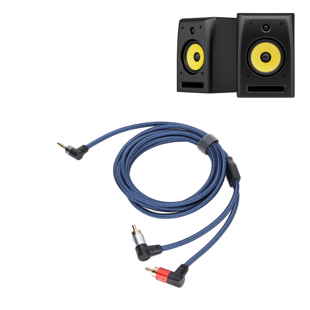 2M Nylon Stereo Audio Cable, 3.5Mm Male To 2Rca Male, Blue 5081383533625