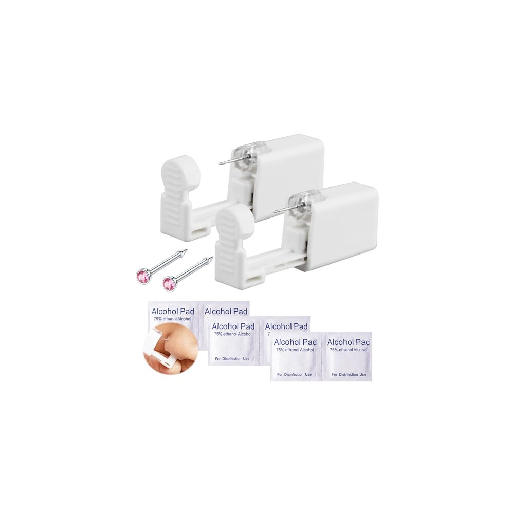 Disposable Nose Piercing Kit 2 Pack with Studs Safe Hygienic Self Piercing Gun for Women Men