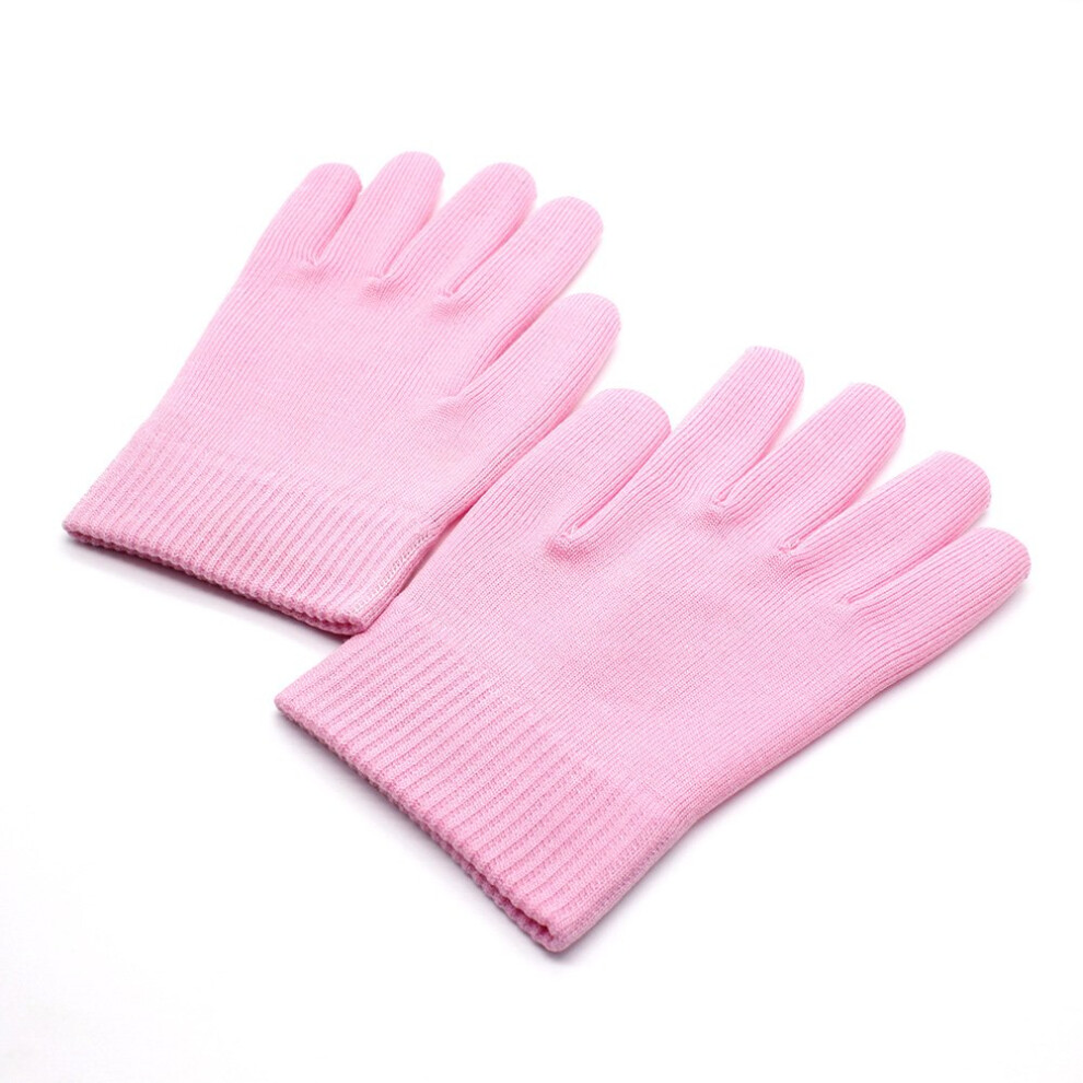 Pink Moisturizing Gloves For Deep Hydration And Overnight Spa Treatment, Soft Cotton Pair