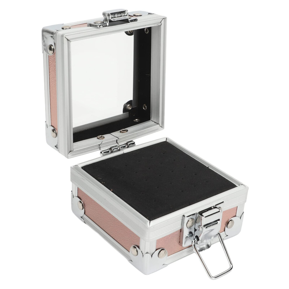 Nail Drill Bit Holder Case 25 Slots Aluminum Alloy Organizer with Clear Lid and Protective Foam