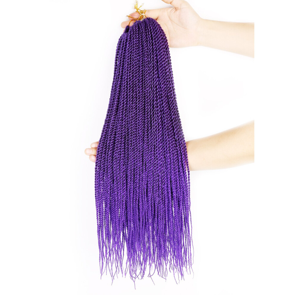 Unisex Purple 22 Inch Prelooped Senegalese Twist Crochet Braids Hair Extensions, Havana Mambo, 6 Packs