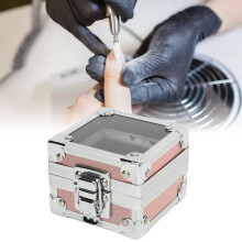Nail Drill Bits Storage Box Aluminum Alloy 25 Holes Holder with Clear Dustproof Cover Multicolor