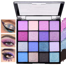 Blue Purple Eyeshadow Palette 16 Colors Glitter Matte Pigmented Waterproof LongLasting