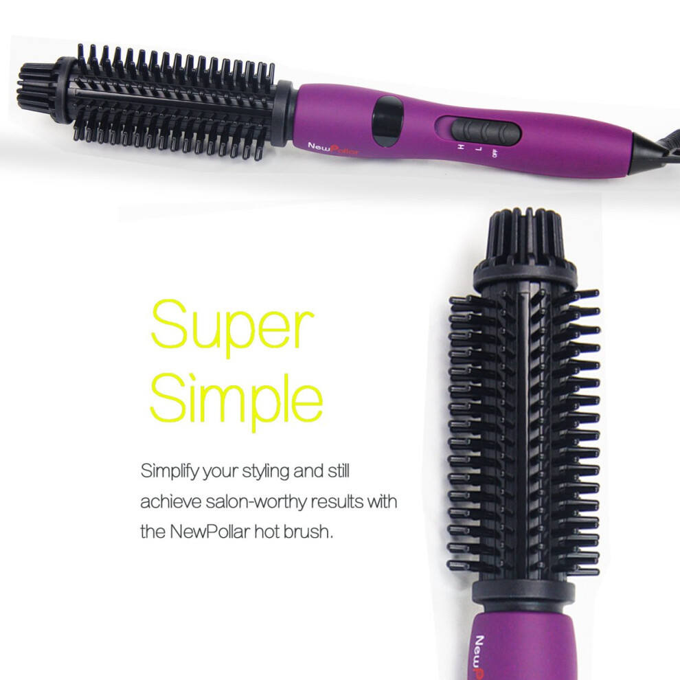 Purple Ionic Hot Brush Hair Curling Brush With Ceramic Barrel For Fast Styling, Frizz Control, Volume,