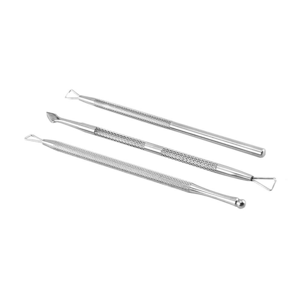 3pcs Nail Care Tool Set Stainless Steel DualEnd Cuticle Pusher and Dead Skin Remover for Manicure