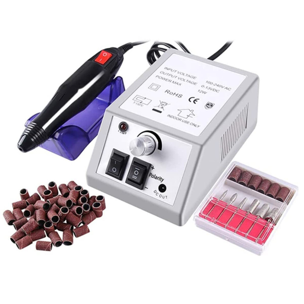 Electric Nail Drill Machine with Variable Speed, Low Noise Metal Handpiece for Acrylic and Gel Nails