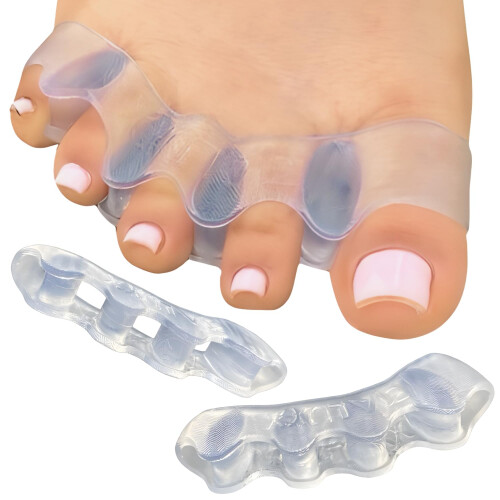 2PCS Gel Toe Separators Bunion Corrector for Overlapping Toes Women Men Clear Toe Alignment Support