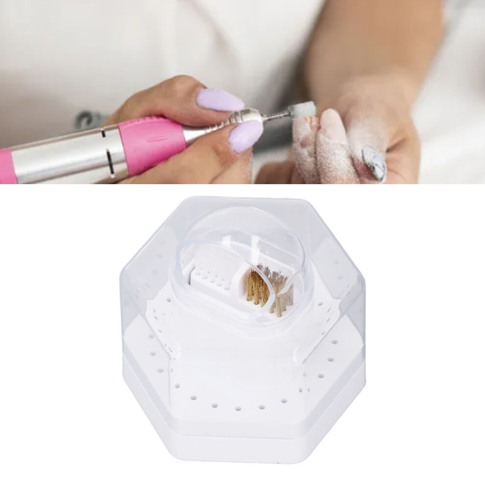White Nail Drill Bits Storage Box, 24 Holes, PP Material