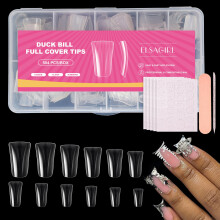 504pcs Clear Duck Nail Tips Full Cover, 12 Sizes BreakResistant Acrylic Nail Tips for Press On Nails