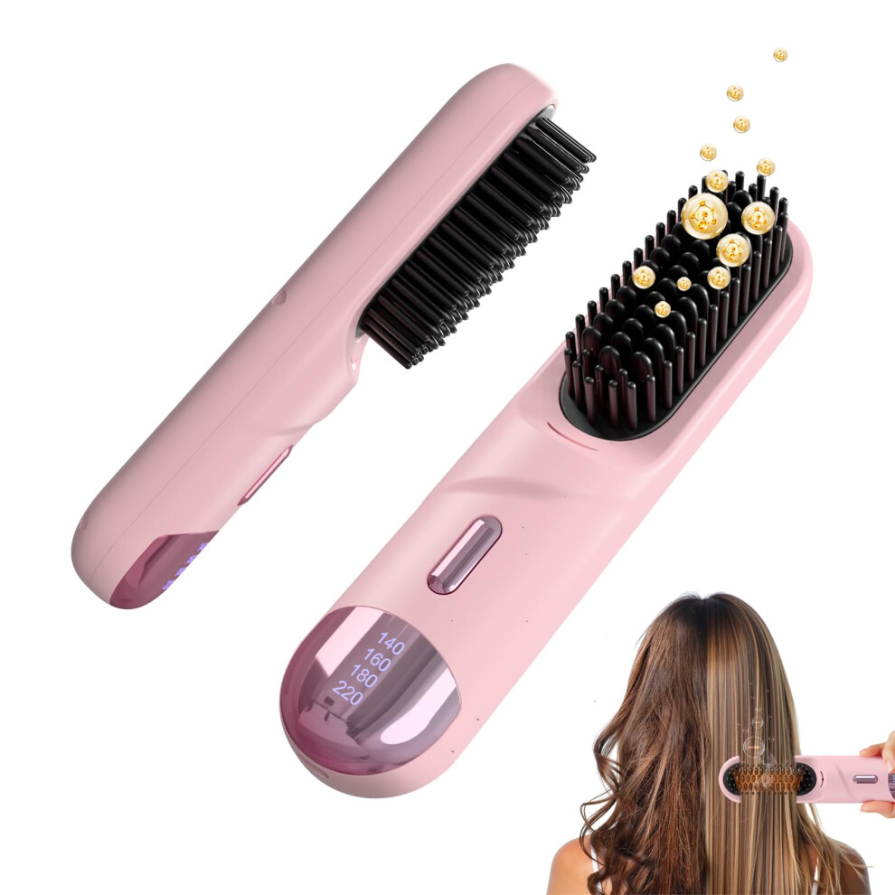 Cordless Ionic Hair Straightener Brush with 300M Negative Ion Care, MCH Ceramic Fast Heat, 4 Temps