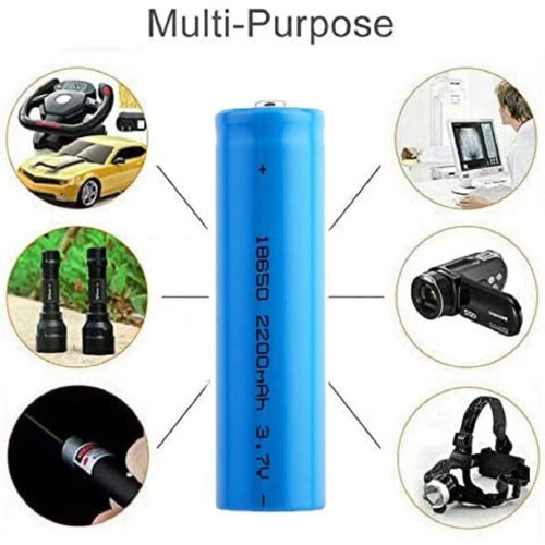 2Pack 18650 Rechargeable Button  Lithiumion Battery 3.7V 2200mAh for Flashlight Headlamp 1