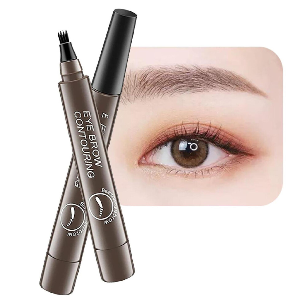 Waterproof Eyebrow Pen with FourPronged Tip for Natural HairLike Strokes, LongLasting Smudge Proof