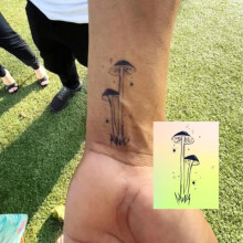 Realistic Magic Mushroom Temporary Tattoo, PlantBased Semi Permanent Festival Body Art