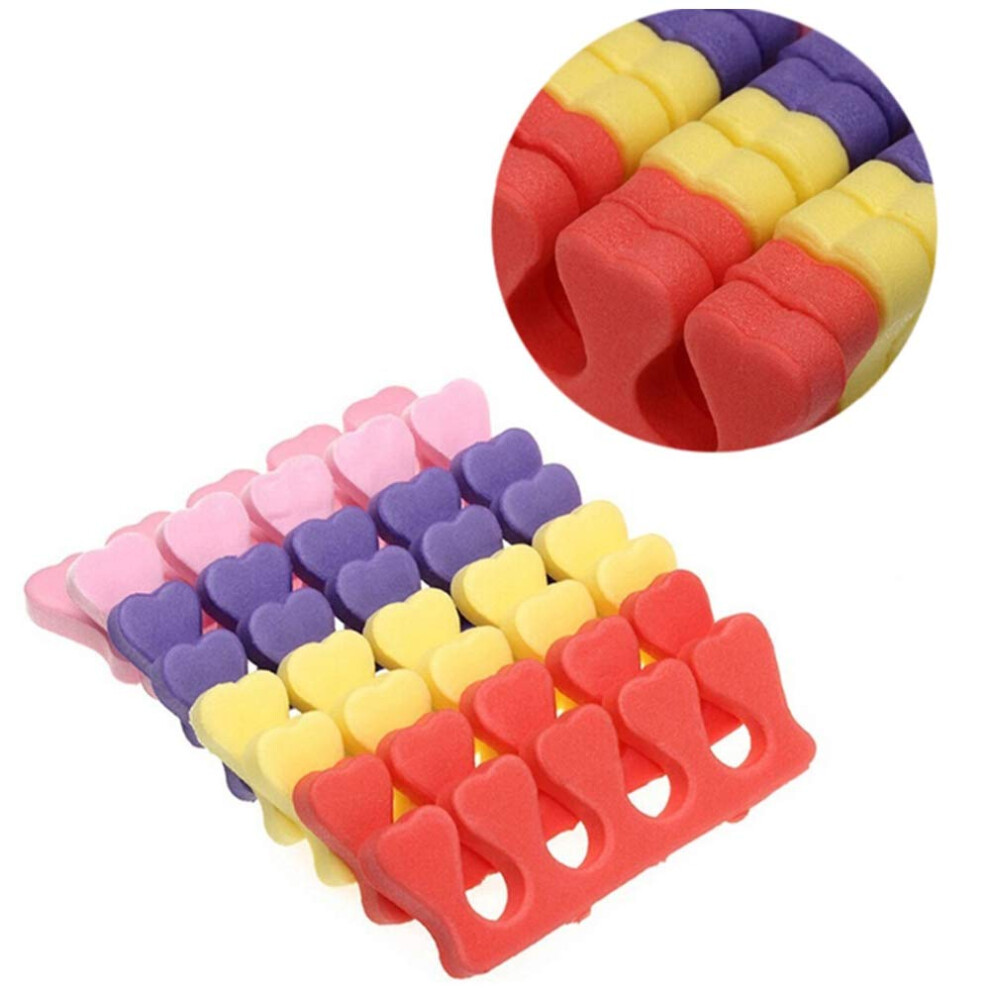 Purple/Pink/Yellow Toe Separators Toe Spacers 24Pcs Soft Foam For Smudge Pedicure Manicure Bright Multicolor