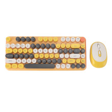 Wireless Keyboard Mouse Combo 82 Keys 2.4G Bluetooth Low Noise Yellow