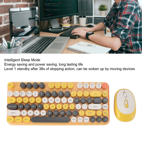 Combo tastiera e mouse giallo 82-tasti 2.4G BT 2
