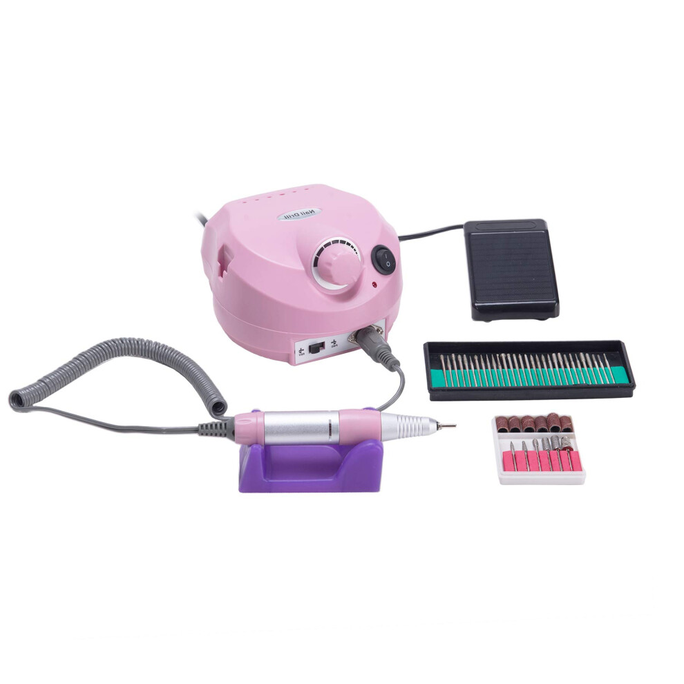 Professional Electric Nail Drill 30000RPM with Foot Pedal, Variable Speed for Manicure Pedicure (Pink1)