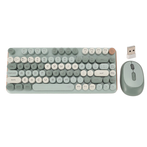 Wireless Keyboard Mouse Combo 82 Keys Bluetooth 2.4G Low Noise Green 1
