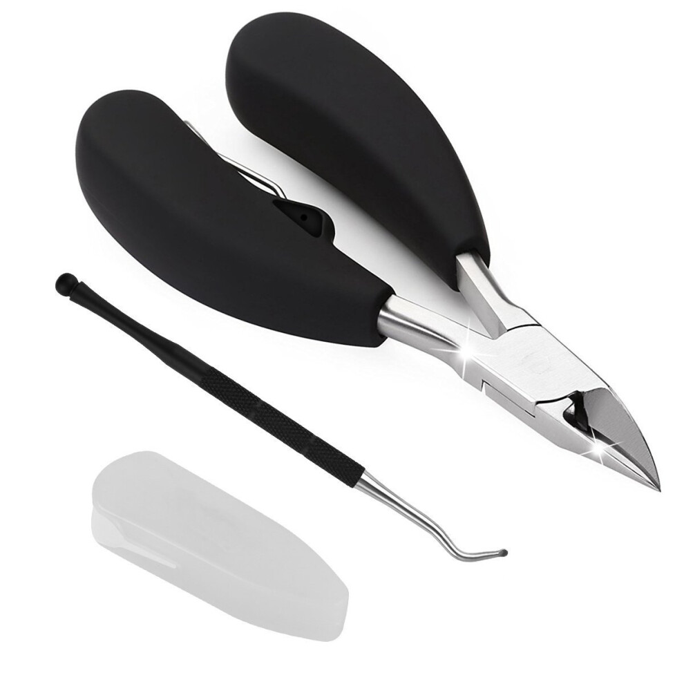 Toenail Clippers for Thick Nails and Ingrown Nails with Cuticle Nipper and Lifter in Travel Case