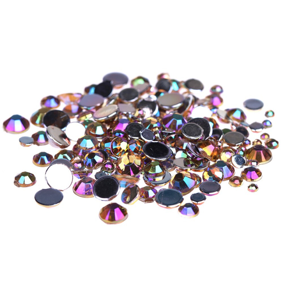 Coffee AB Acrylic Flatback Rhinestones for Nail Art DIY Crafts, Mixed Sizes 500pcs Bulk Pack
