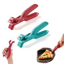 Hot Plate Gripper Kitchen Tongs with Heat Protection Grip and NonSlip Silicone, Red and Green