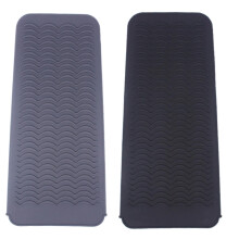 Silicone Heat Resistant Mat 450F NonSlip Hair Styling Tool Pad for Curling and Flat Iron 2PCS Black Grey