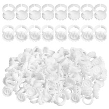 300 Pcs Eyelash Extension Glue Rings with Spill V Shape, Disposable Holders for Lash Artists