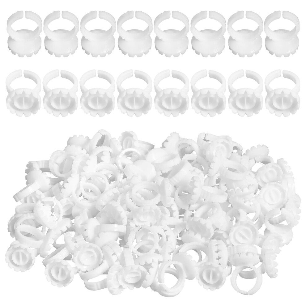 300 Pcs Eyelash Extension Glue Rings with Spill V Shape, Disposable Holders for Lash Artists