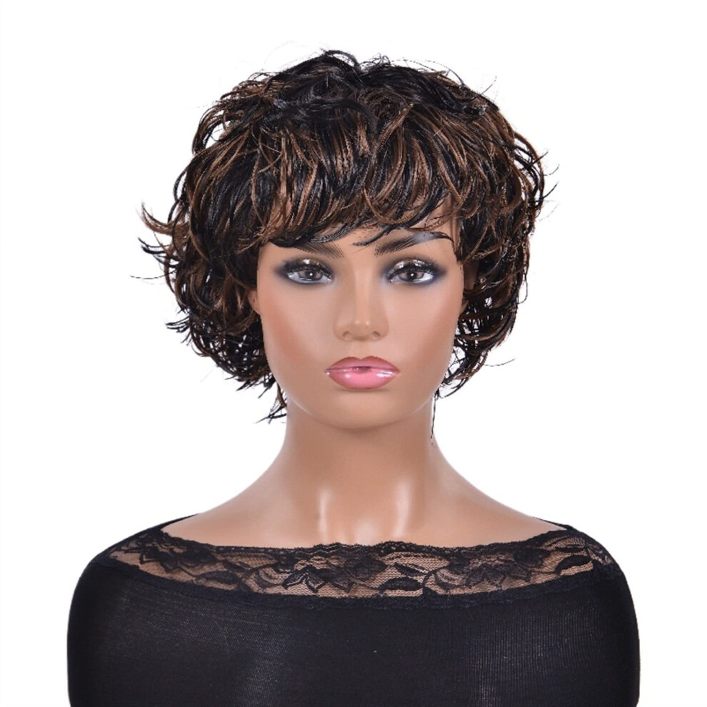 Short Synthetic Bob Wig with Bangs for Women, Natural Look, Heat Resistant, Adjustable Fit