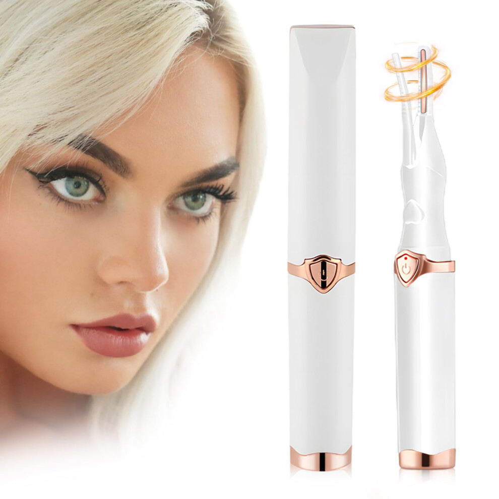 White Heated Eyelash Curler With Quick 10S Heating, 24H Curl Hold, Usb Typec Rechargeable,