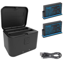 Dual Battery Charger Set with 2 Batteries, USB Charging and LED Indicators for Long Shoots Compatible with Insta360 X5