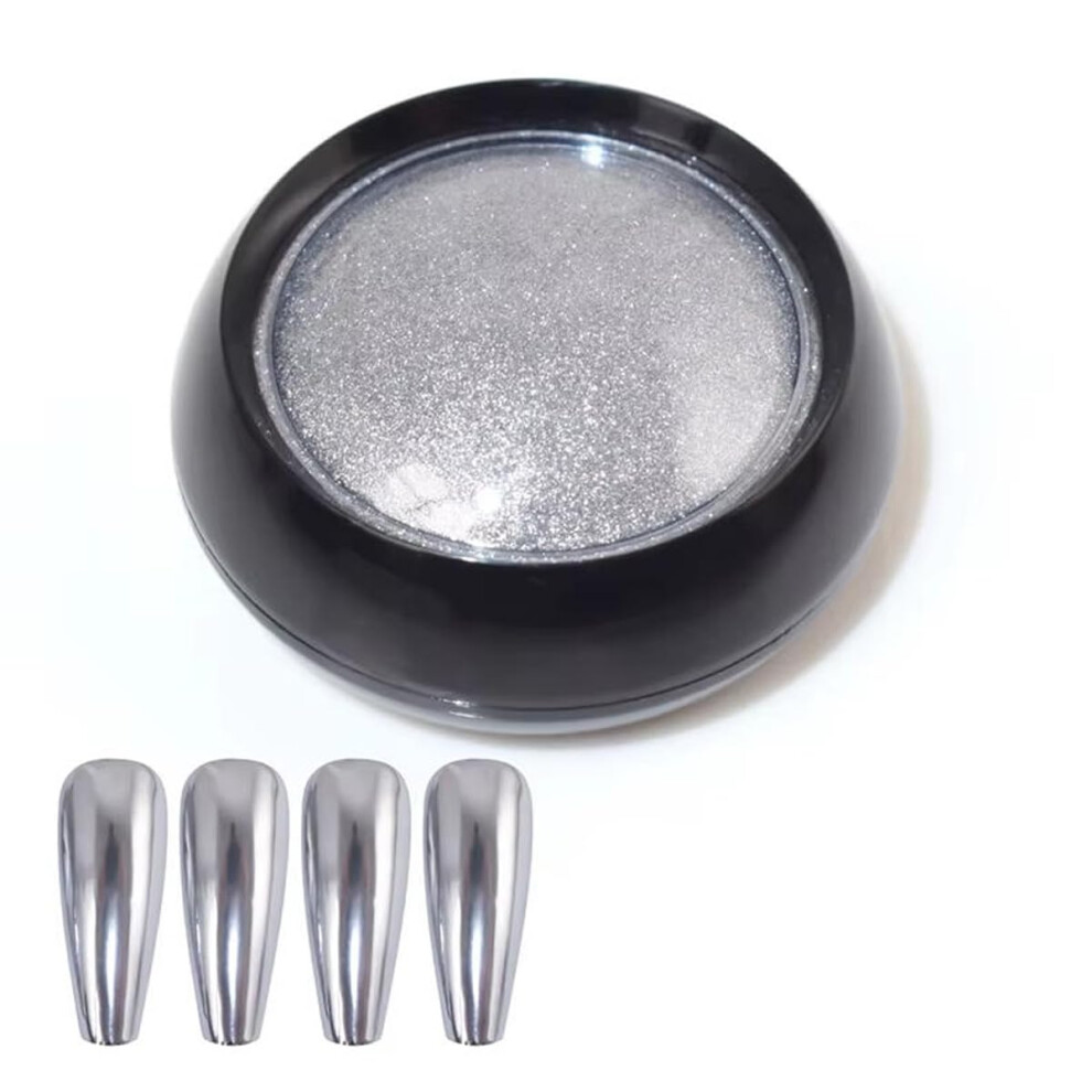 Silver Chrome Nail Powder Ultrafine Metallic Pigment for Gel Polish Exceptional Mirror Effect