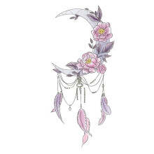 Temporary Tattoo Stickers Chinese Style Flower Moon Design Fake Tattoos SkinFriendly Easy Removal