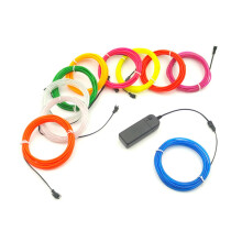 2M EL Wire Light Strip with 360 Illumination for Car and Holiday Décor, Battery Powered Red Neon Rope