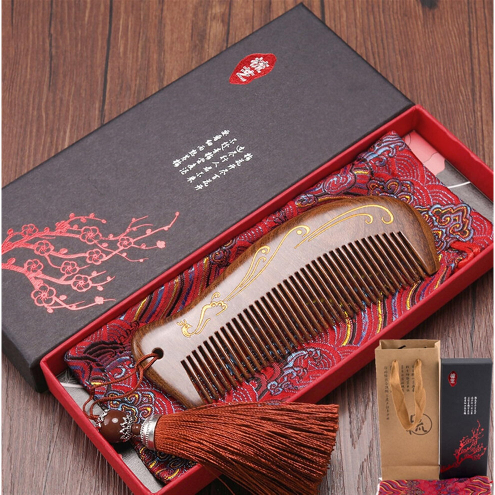 Unisex Green Wood Comb Set Peach Wood Wide And Fine Teeth For Scalp Massage And Precise Hair Styling