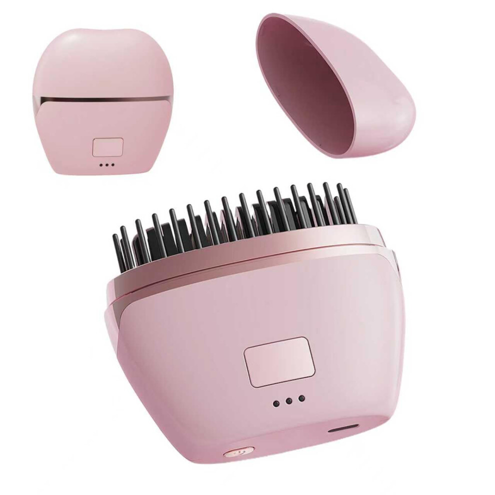 Pink Cordless Hair Straightening Comb With Ceramic Heat Protection, Usb Rechargeable, 3 Temp Settings, Led Display,