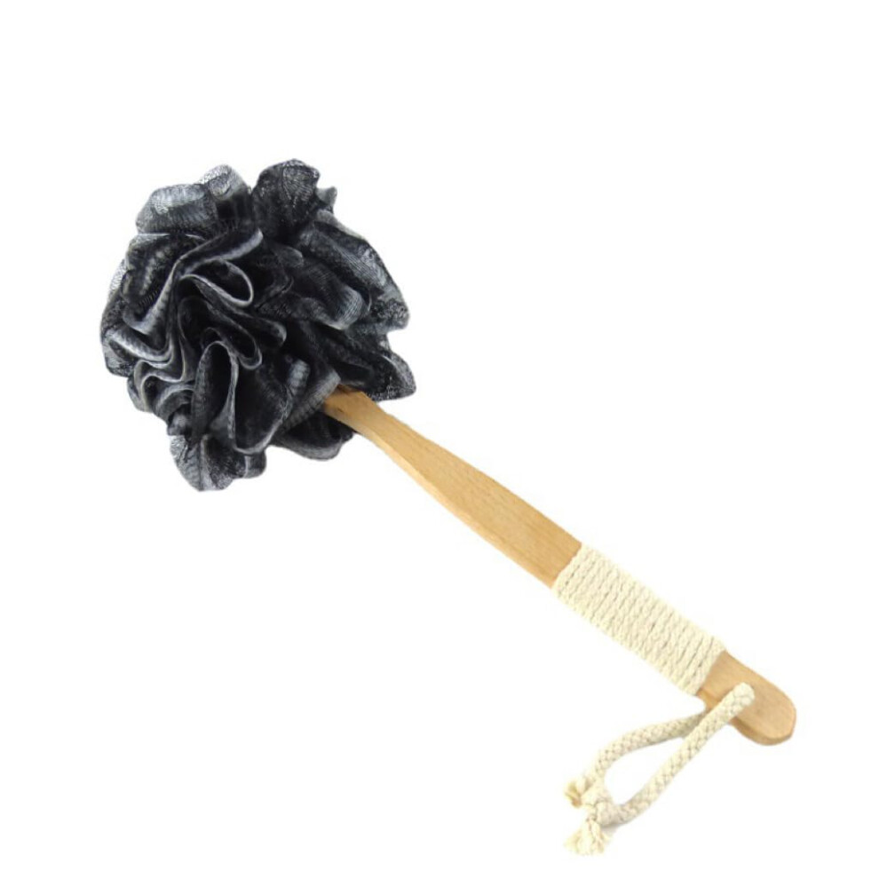 Loofah Back Scrubber with Long Wooden Handle for Shower Gentle Exfoliation and Rich Lather