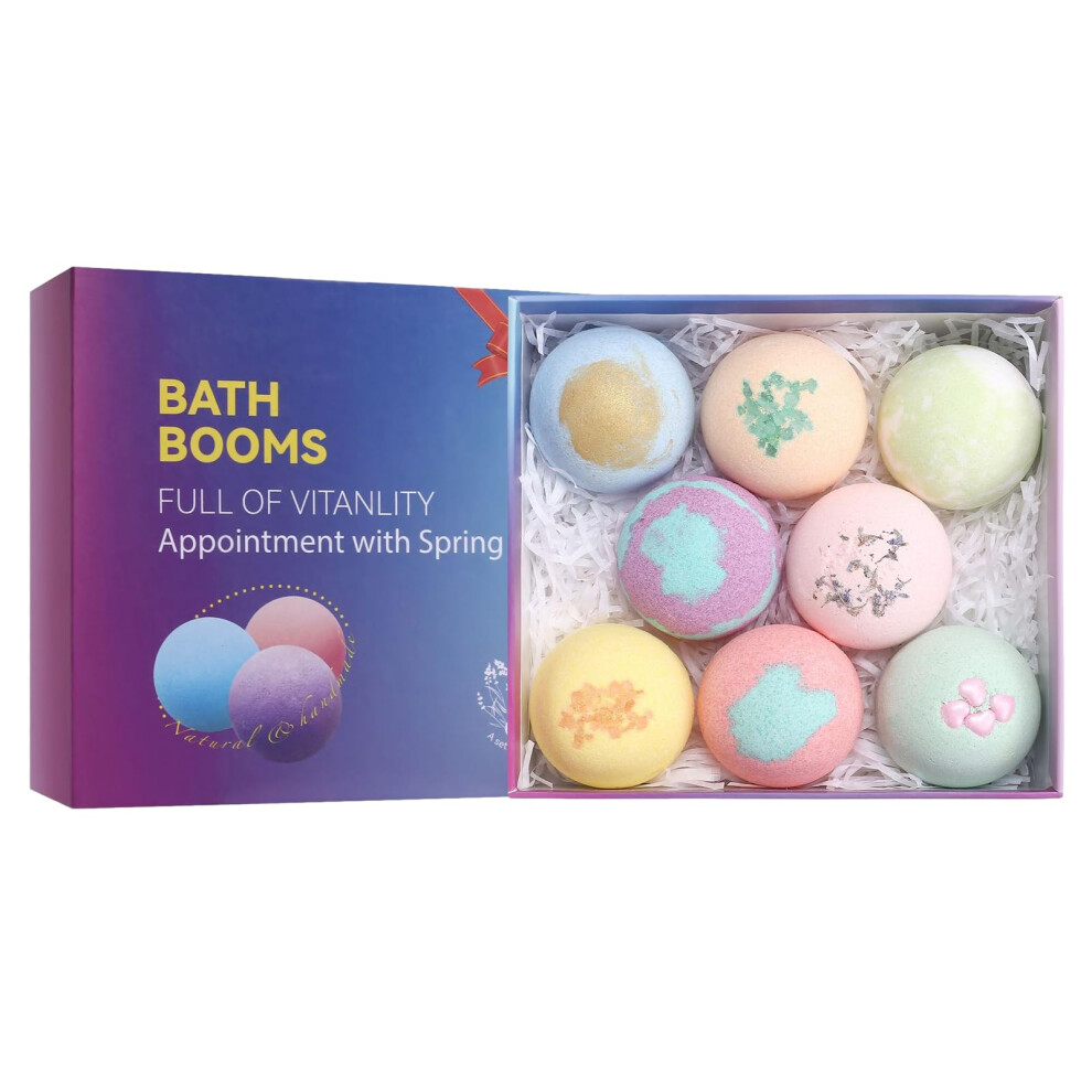 Bath Bombs and Shower Bombs Gift Set with Natural Sea Salt, Aromatherapy Scents, 8pcs for Relaxation