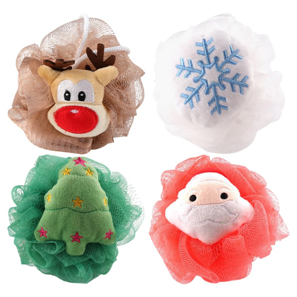 Bath Body Scrubber Set with Gentle Exfoliating Skin Cleansing Massage for Smooth Skin 4pcs Christmas