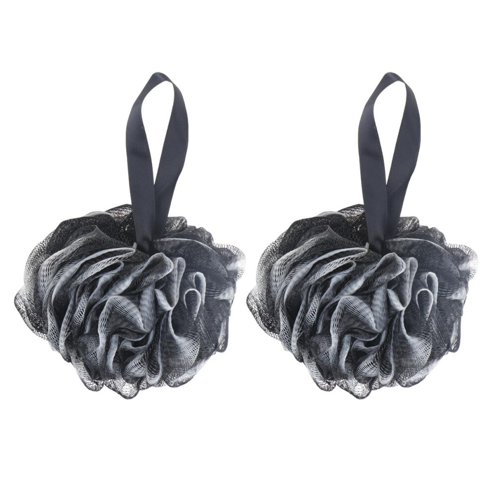 Large Charcoal Bath Loofah Set with Hanging Rope, Oversized Shower Scrubber for Gentle Exfoliation